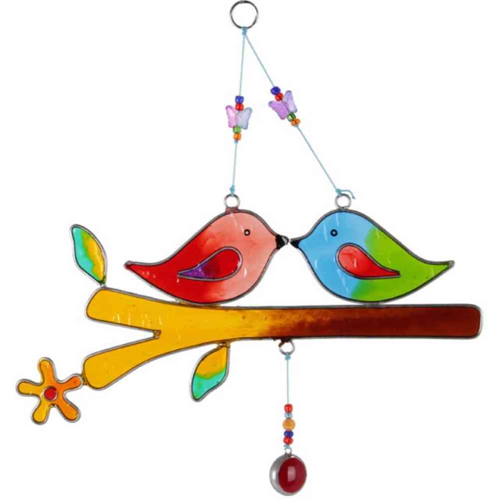 Something Different - love birds on a stick Raamhanger/Suncatcher - Multicolours